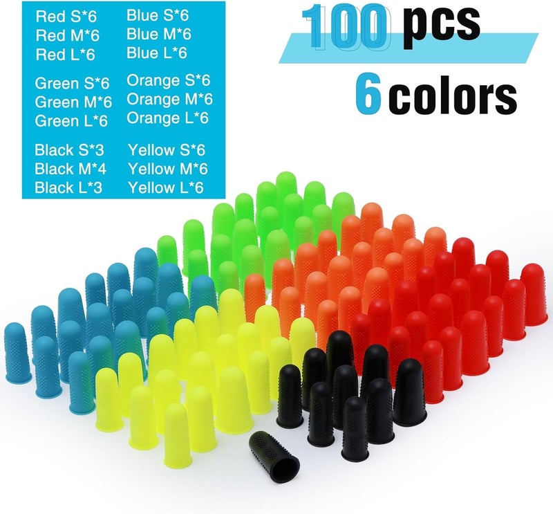 Innconee 100 Pieces 3 Sizes Finger Protectors Bulk, Silicone Hot Glue Gun Finger Caps Bulk Rubber Fingers Thimble Protectors Guard Tips Caps Pads Cover for Hot Glue Gun, 6 Colors - Image 4